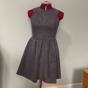 Miss Behave Dusty Purple Faux Suede Fit and Flare Dress